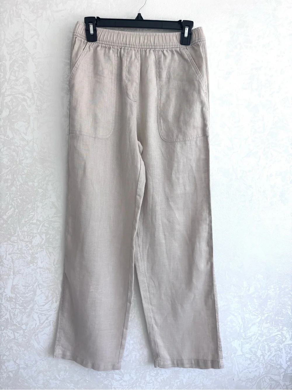 Zara Lightweight Elastic-Waist Linen Straight Leg Pants XS